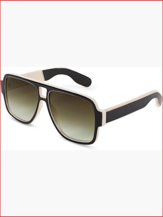 Retro 70s Oversized Pilot Square Frame Plastic Sunglasses UV400 Protection main image 4
